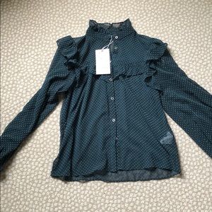 Zara Sheer Ruffle Top Sz S